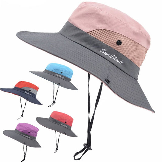 Fishing Hat Sun UV Protection UPF 50+ Sun Hat Bucket Summer Men Women Large Wide Brim Bob Hiking Outdoor Hats with Chain Strap