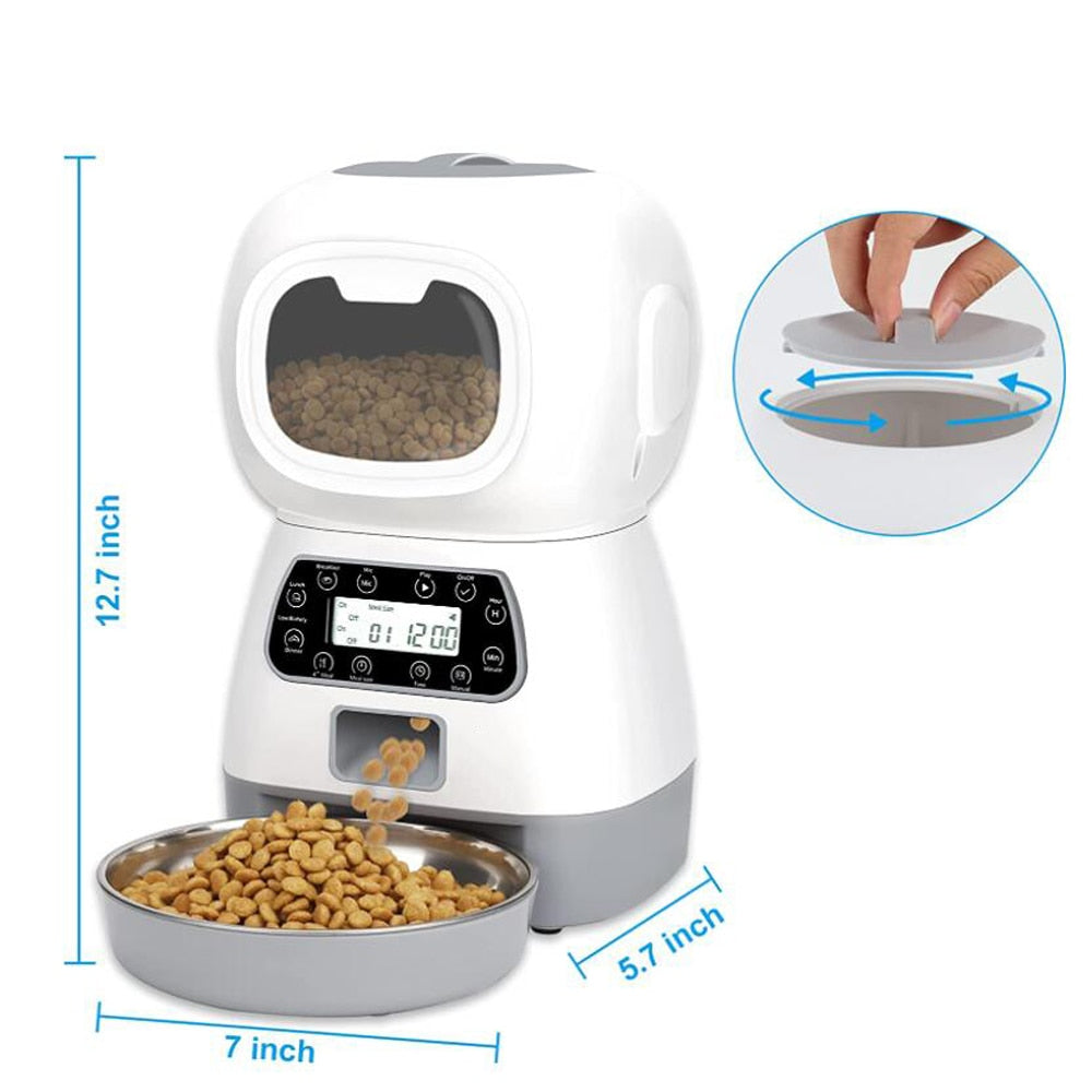 Smart Automatic Pet Feeder With Voice Record Stainless Steel LCD Screen Timer For Dog Food Bowl Cat Food Dispenser Pet Supplies