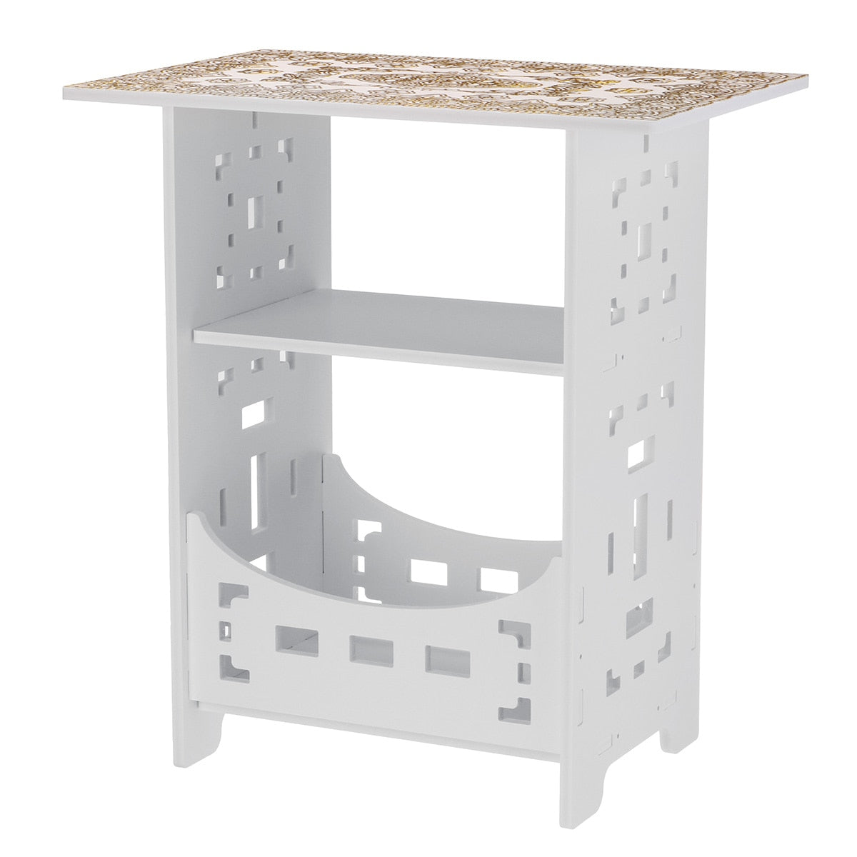 Mini Coffee Table Tea Table Desk Home Living Room Storage Rack Bedside Table Two Layers Round Edge Storage Shelf Tables