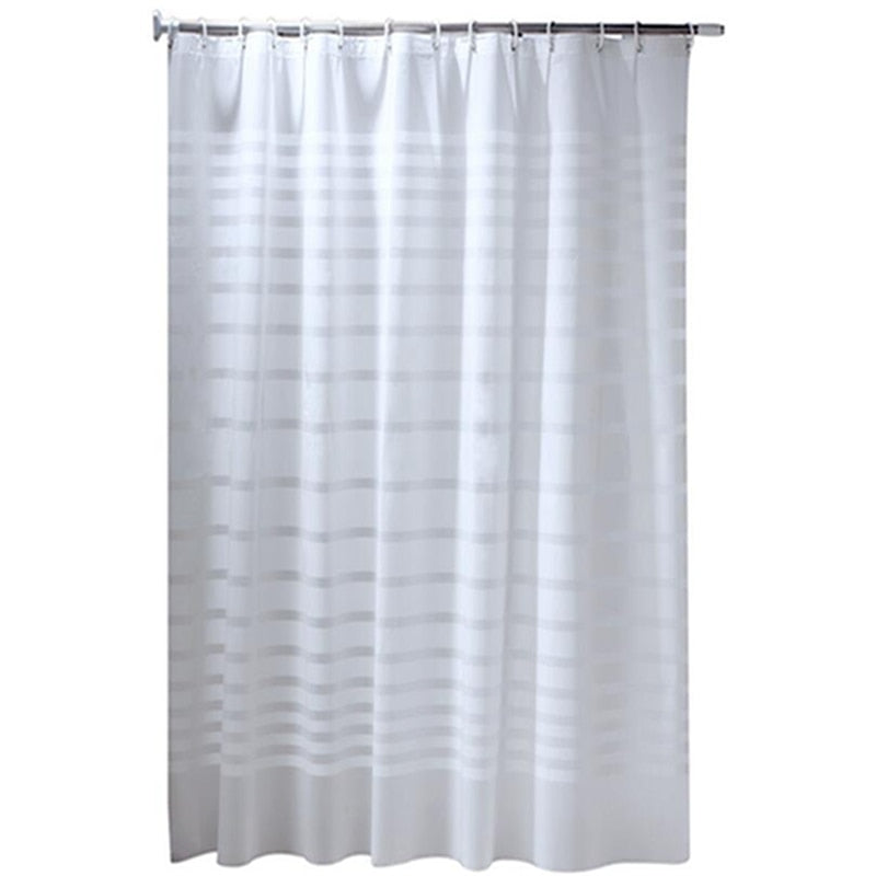 Plastic PEVA Waterproof Shower Curtain Transparent White Stripe Bathroom Curtain Luxury Bath Curtain