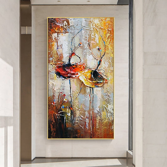 Abstract Two Dancing Girls Painting Hand Painted Oil Painting On Canvas Modern Wall Art For Wedding Living Room Decoration