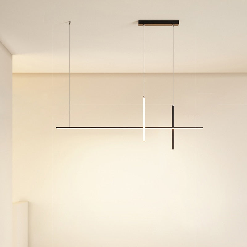 Dining room chandelier led simple modern 2023 new fashion minimalist strip designer dining room bar table lamp