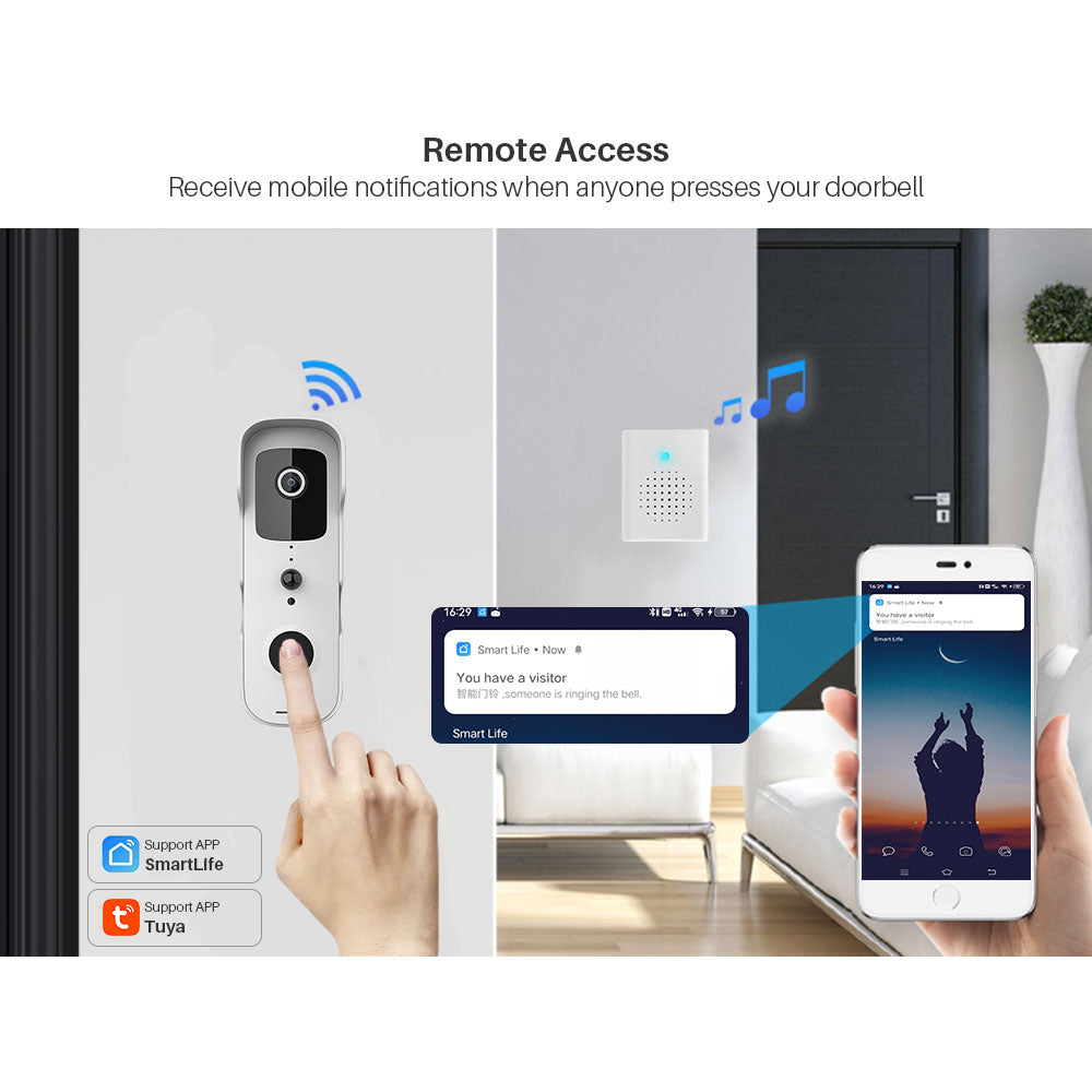 Tuya Smart Video Doorbell WiFi 1080P Video Intercom Door Bell IP Camera Two-Way Audio Works With Alexa Echo Show Google Home