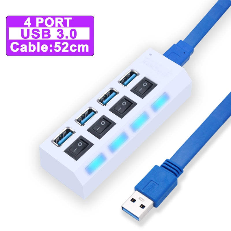 USB Hub 3.0 Hub USB 3 USB 2.0 Multi USB Splitter Power Adapter 4/7 Port Multiple Expander 2.0 with Switch for PC Accessories