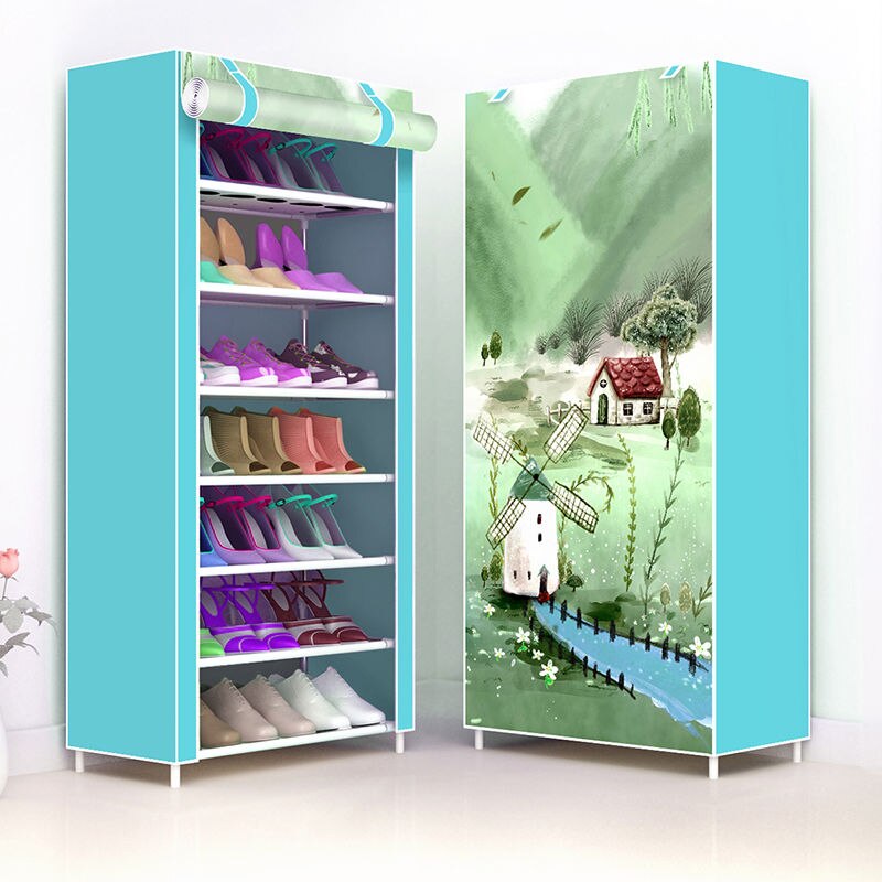 Simple Dustproof Shoe Rack Easy to Install Nonwoven Shoes Storage Organizer Space Saving Stand Holder Multi-Layer Shoe Cabinet