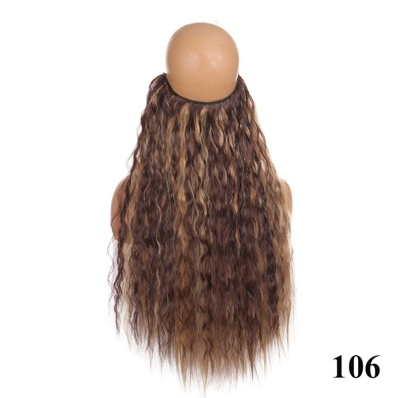 XG Synthetic 24 Inches No Clips In Natural Hidden Secret False Hair Piece Hair Extension Long Curly Fish Line Hair Pieces