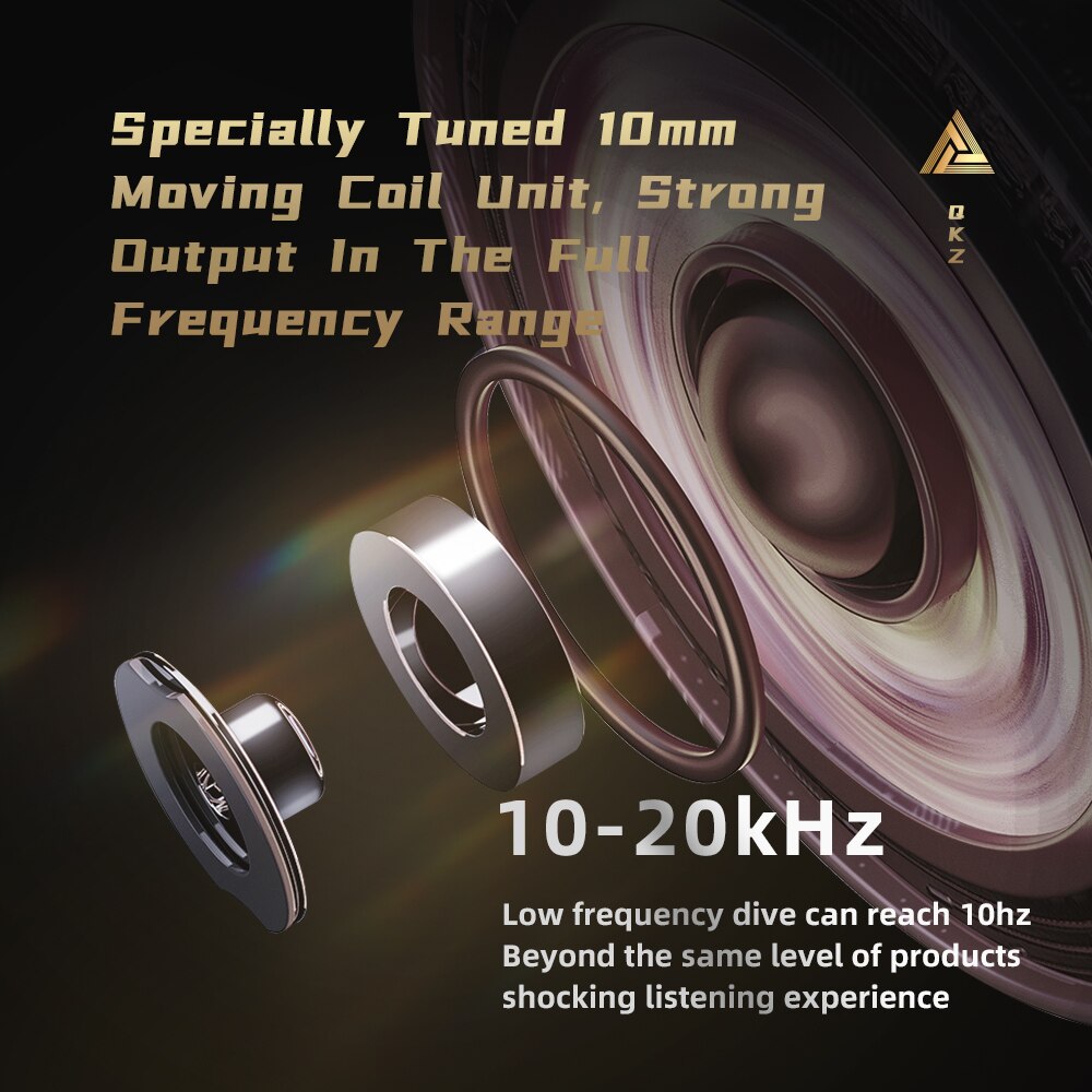 QKZ ZXN ZS10 Pro Gold Earphones HIFI Bass Earbuds In Ear Monitor Headphones Noise Cancelling Metal Headset ES4 ZST X ED9 ED12