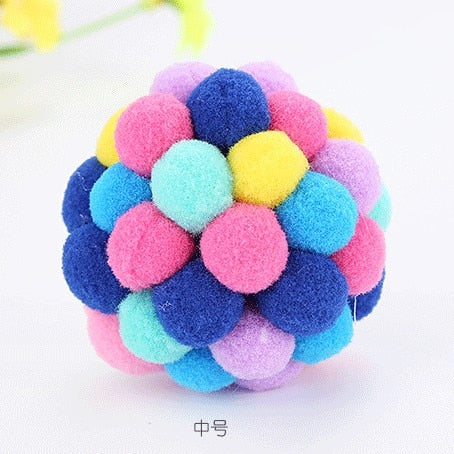 Handmade Funny Cats Bouncy Ball Toys Kitten Plush Bell Ball Mouse Toy Planet Ball Cat Chew Toys Interactive Pet Accessories