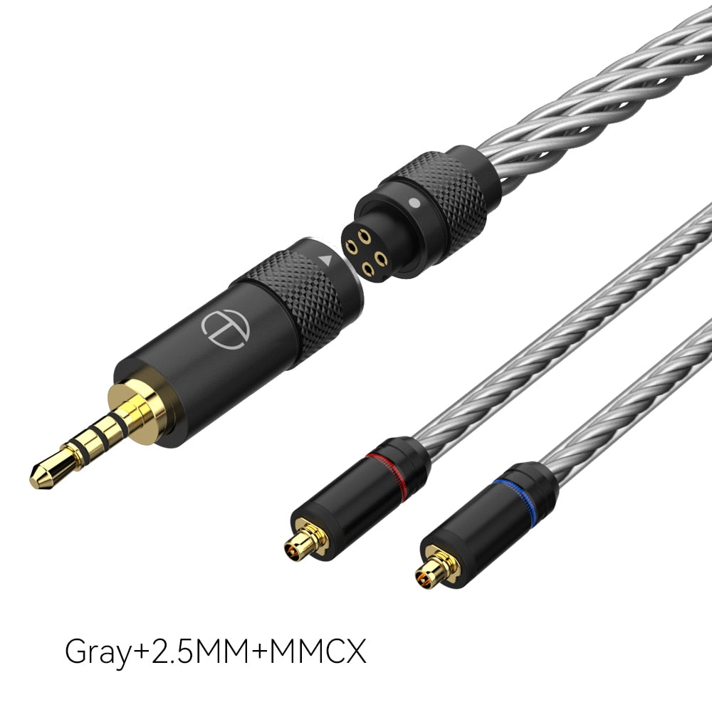 TRN T2 Pro 16 Core Earphones Silver Plated HIFI Upgrade Cable Gray\Black MT4 For TRN Kirin VX pro TA1 Max EMX ST5 For Xiaomi