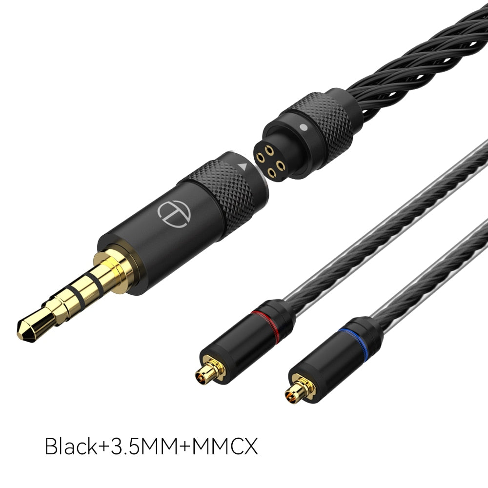 TRN T2 Pro 16 Core Earphones Silver Plated HIFI Upgrade Cable Gray\Black MT4 For TRN Kirin VX pro TA1 Max EMX ST5 For Xiaomi