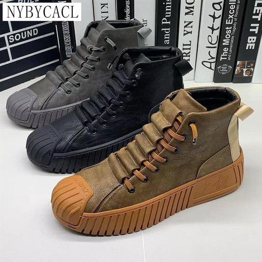 2023 Autumn and winter Men Boots Increased Boots Lace Up Casual Shoes Board Shoes High Quality Outdoor Boot British Style New