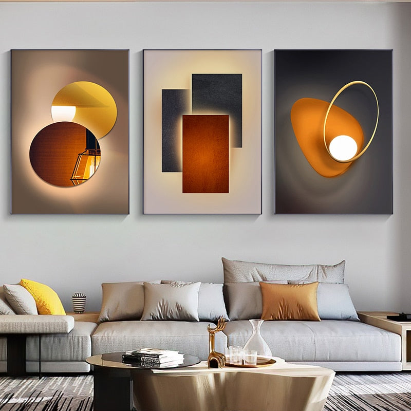 Abstract Geometric Canvas Painting Orange Posters and Prints Modern Minimalist Wall Art Pictures Living Room Bedroom Home Decor