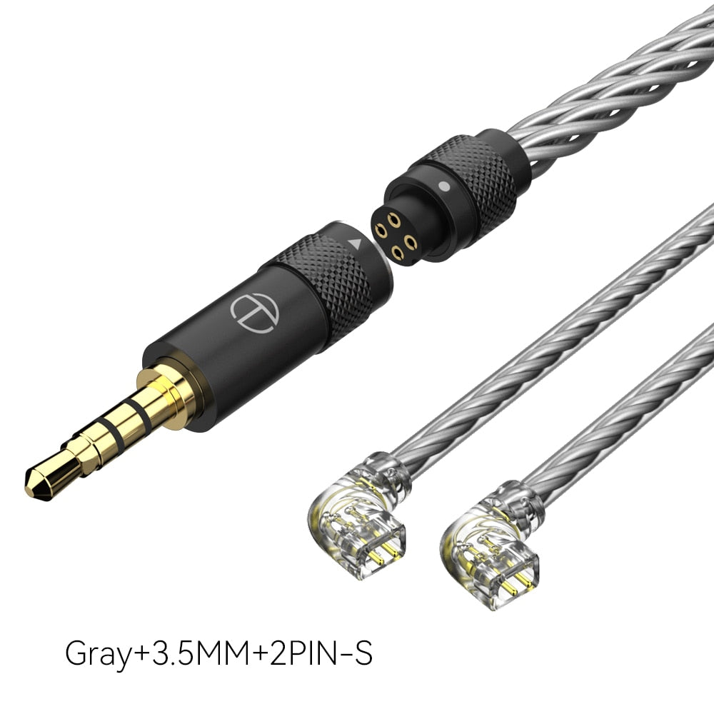 TRN T2 Pro 16 Core Earphones Silver Plated HIFI Upgrade Cable Gray\Black MT4 For TRN Kirin VX pro TA1 Max EMX ST5 For Xiaomi