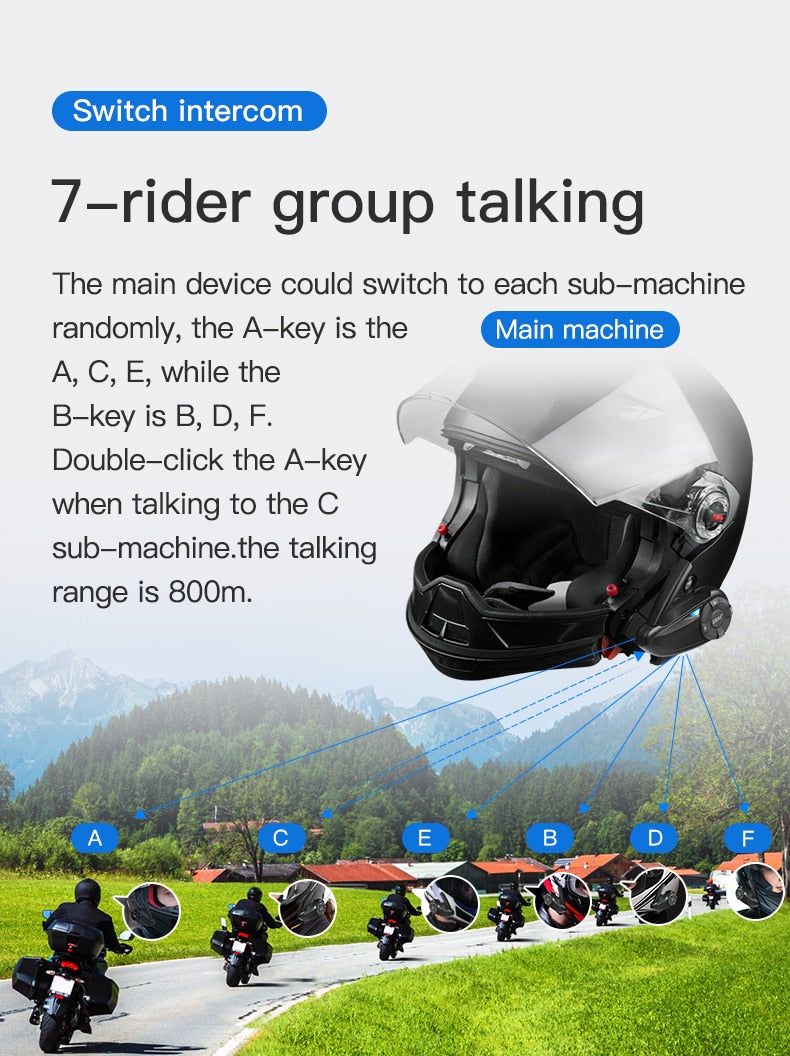 EJEAS Q7/Quick7 Bluetooth 5.0 Motorcycle Helmet Headset Intercom Up to 7 Riders Wireless Waterproof Interphone Headsets FM