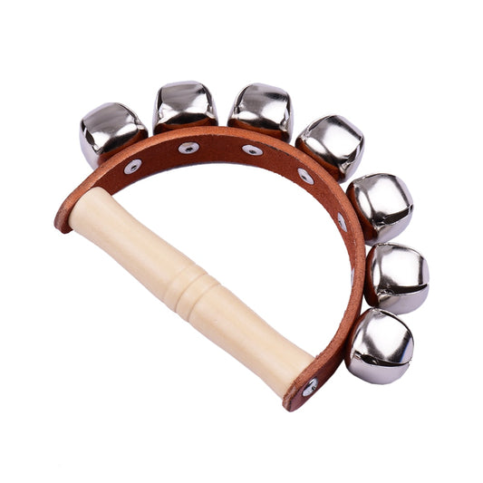 Handbell Hand Bells with 7pcs Jingle Bells Wood Handle Musical Instrument Toy for Music Class