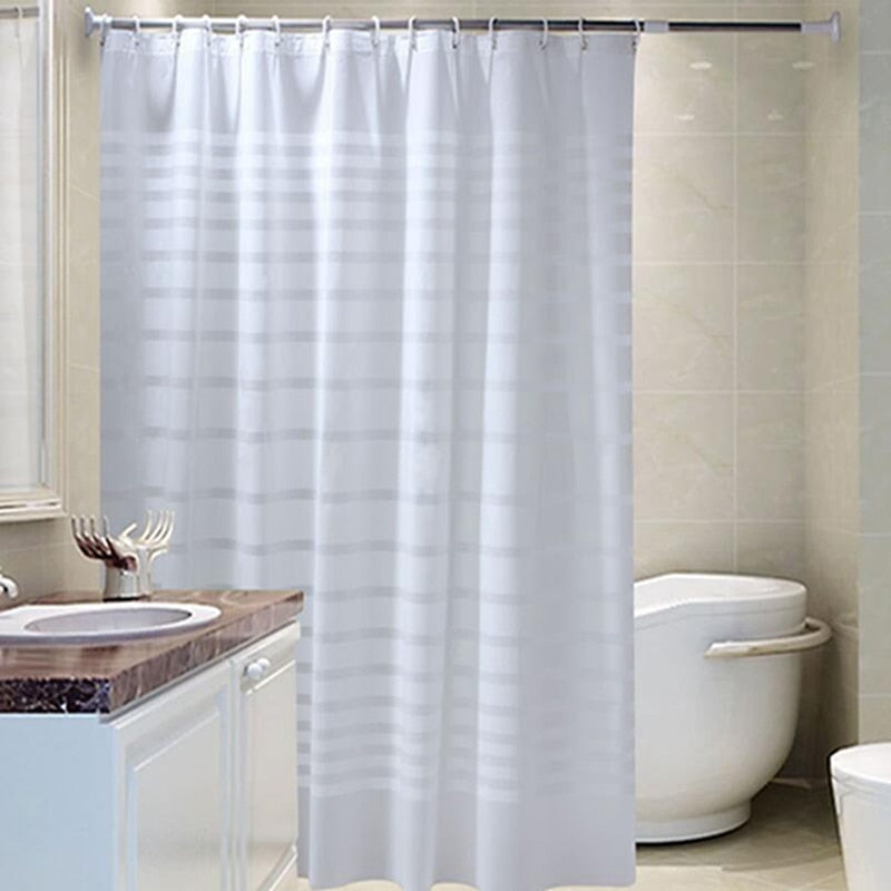 Plastic PEVA Waterproof Shower Curtain Transparent White Stripe Bathroom Curtain Luxury Bath Curtain