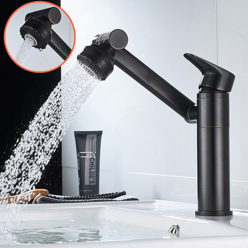 Basin Faucet 360 Degree Swivel Bath Water Tap Single Handle Gold Bathroom Faucet Hot and Cold Sink Water Crane Sink Tap Mixer