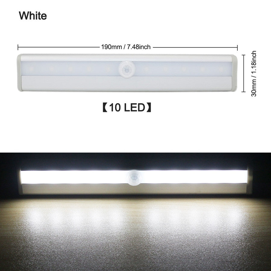 6/10 LED Induction Under Cabinet Light Motion Sensor Closet Night Lamp Battery Powered Magnetic Strip Light For Kitchen Wardrobe