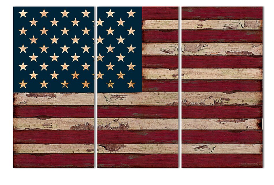 3Panel American USA United States of America Flag Canvas Wall Art Print On canvas painting for wall decor no frame A032