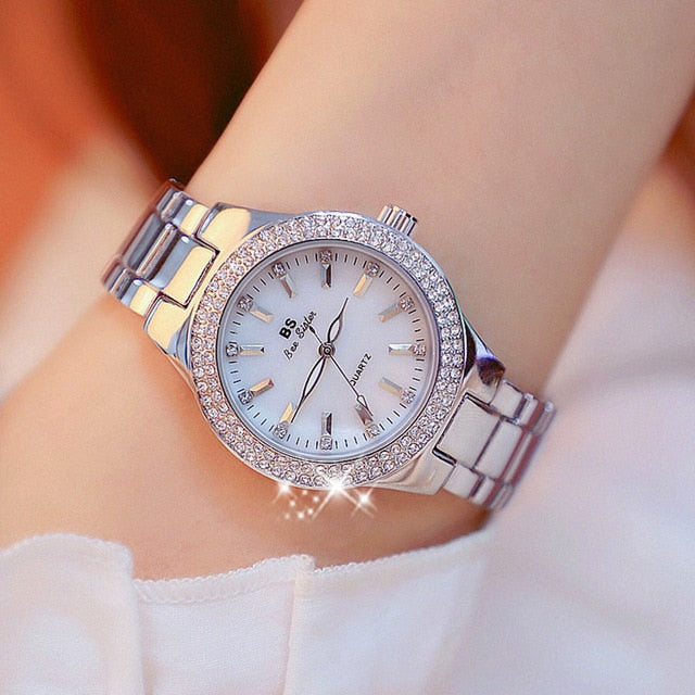 2022 Ladies Wrist Watches Dress Gold Watch Women Crystal Diamond Watches Stainless Steel Silver Clock Women Montre Femme 2023