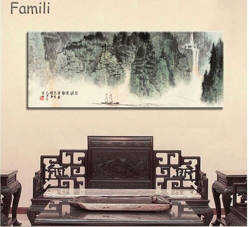 Large Wall Art Canvas Prints Chinese Mountain and River painting Picture Hall Living Room Decor Canvas Art Wall Poster Print-4