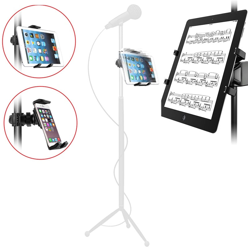 tablet holder and phone holder for Microphone stand ABC plastic mount for Apple Ipad for Iphone 4.5-10.5&#39;&#39; ereader car backseat