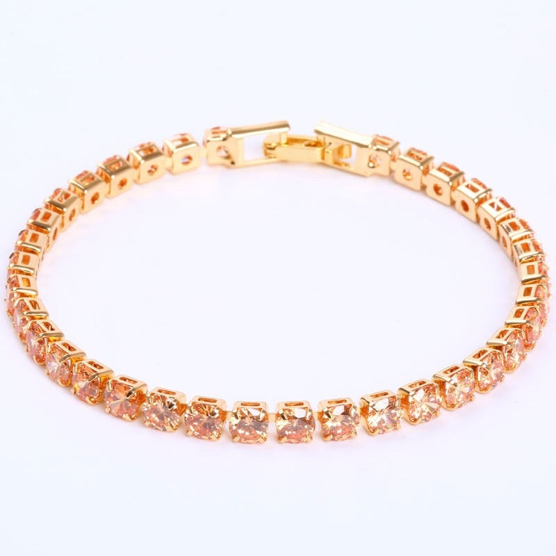 Luxury 4mm Cubic Zirconia Tennis Bracelets Iced Out Chain Crystal Wedding Bracelet For Women Men Gold Silver Color Bracelet