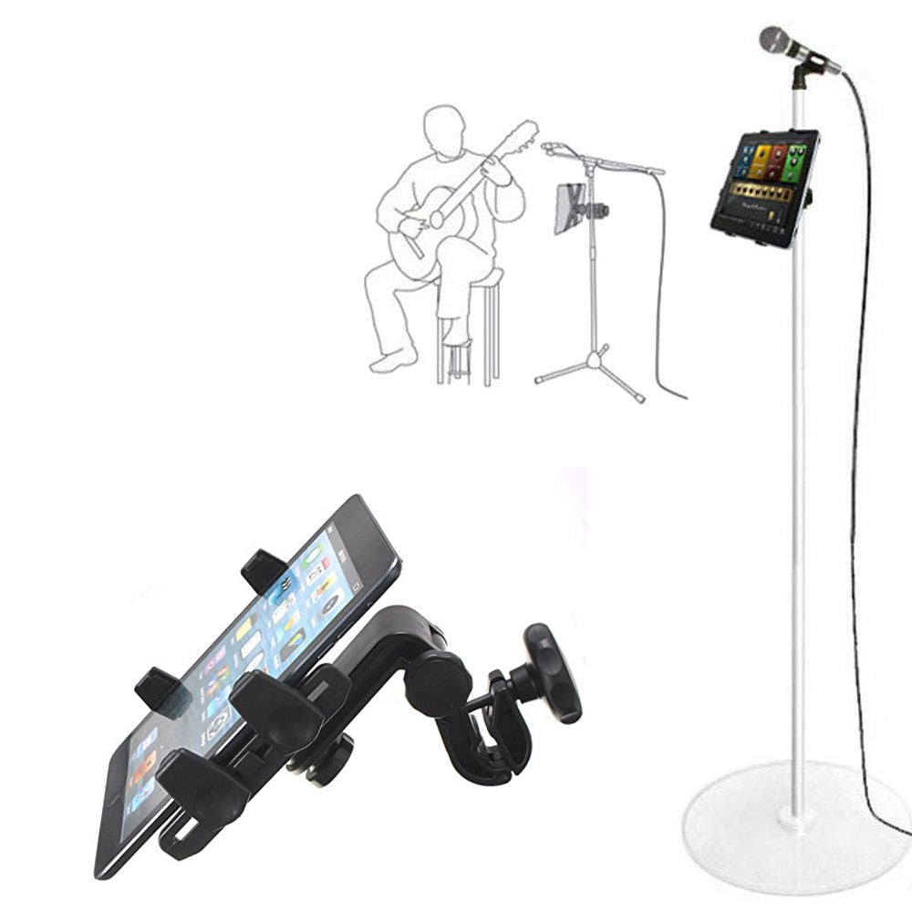 tablet holder and phone holder for Microphone stand ABC plastic mount for Apple Ipad for Iphone 4.5-10.5&#39;&#39; ereader car backseat