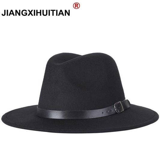 free shipping 2022 new Fashion men fedoras women's fashion jazz hat summer spring black woolen blend cap outdoor casual hat X XL