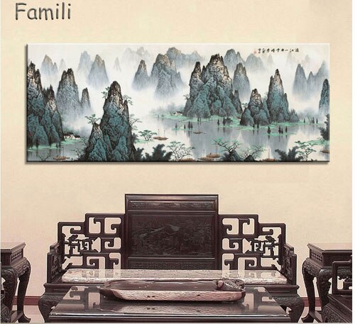 Large Wall Art Canvas Prints Chinese Mountain and River painting Picture Hall Living Room Decor Canvas Art Wall Poster Print-4