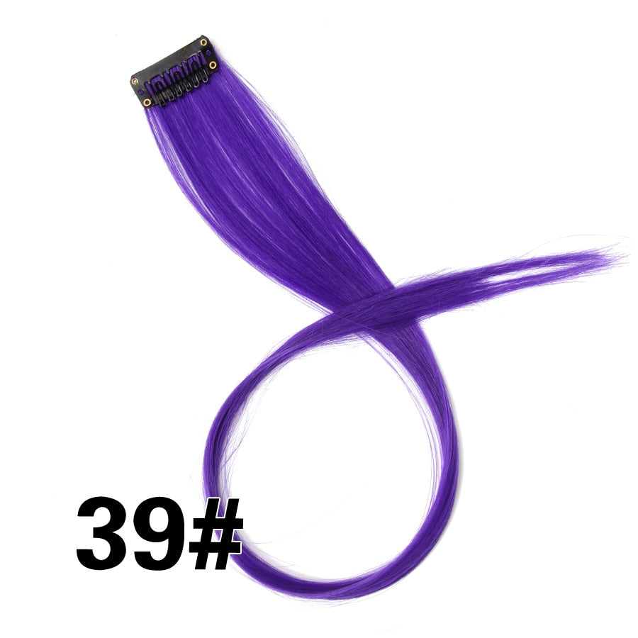 Alileader Synthetic Clip On Hair Extension 57Color Ombre Straight Hair Extension Clip In Hairpiece High Temperature Faber Hair