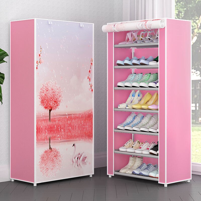 Simple Dustproof Shoe Rack Easy to Install Nonwoven Shoes Storage Organizer Space Saving Stand Holder Multi-Layer Shoe Cabinet