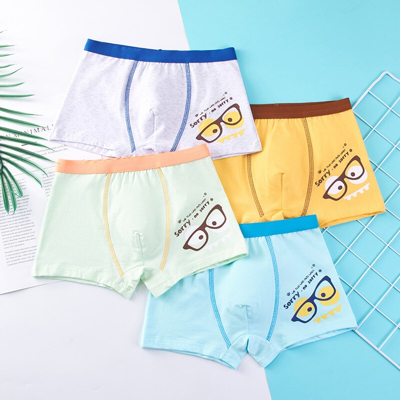 Children&#39;s Underwear For Kids Cartoon Shorts Cotton Underpants Boys Panties Car Penguin Pattern 4Pcs Lot