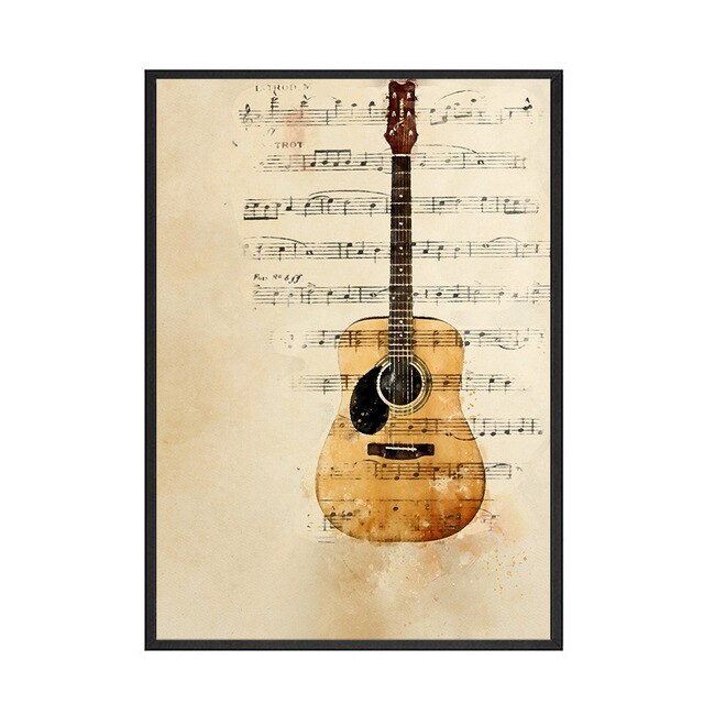 Canvas Poster Musical Instrument Piano Vintage Style Print Canvas Wall Art Painting Music Note Nordic Home Decoration Pictures