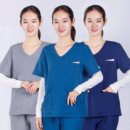 Hand washing clothes female oral beauty pet shop doctors and nurses brushing hand clothes isolation gown short-sleeved work unif