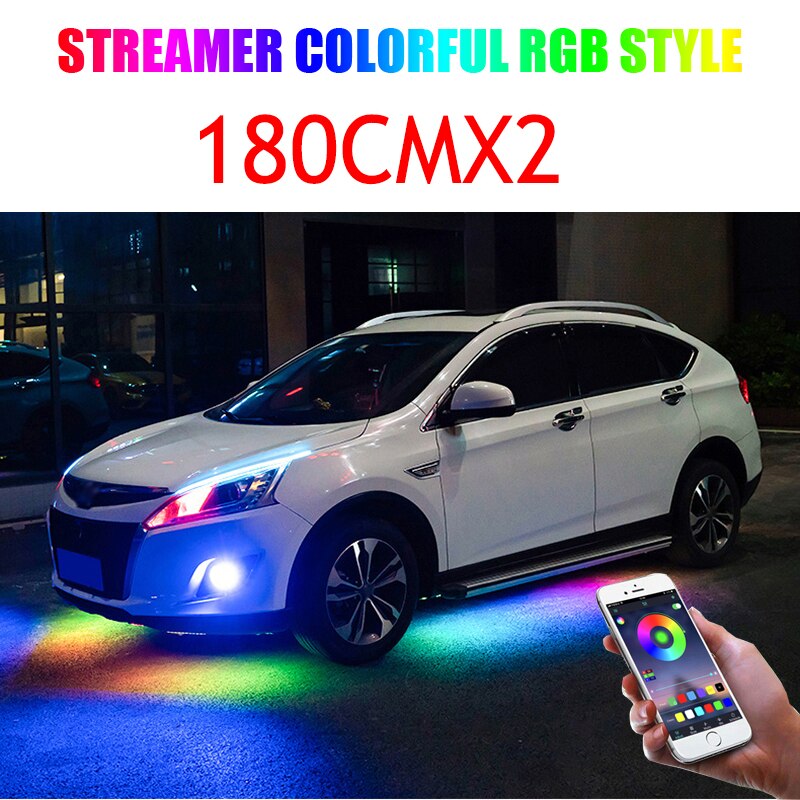 Car Underglow Neon Accent LED Strip Lights App Control RGB Auto Exterior Underbody Decorative Ambient Atmosphere Lamp