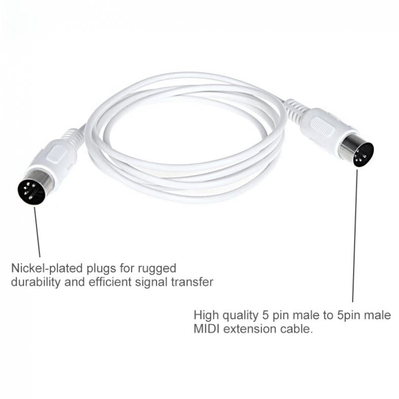 1.5m/4.9ft 3m/9.8ft Universal MIDI Extension Cable 5 pin male to 5 pin male Electric Piano Keyboard Instrument PC Cable