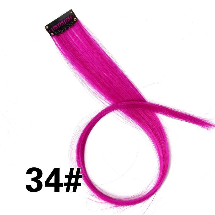 Alileader Synthetic Clip On Hair Extension 57Color Ombre Straight Hair Extension Clip In Hairpiece High Temperature Faber Hair