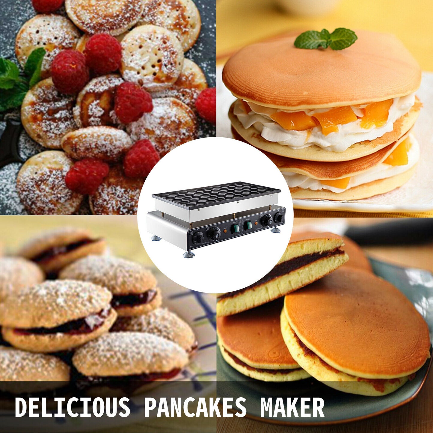 VEVOR Electric Waffle Maker 50PCS Mini Dutch Pancake Maker Dorayaki Machine Waffreras Kitchen Home Appliance Snack Gaufriers