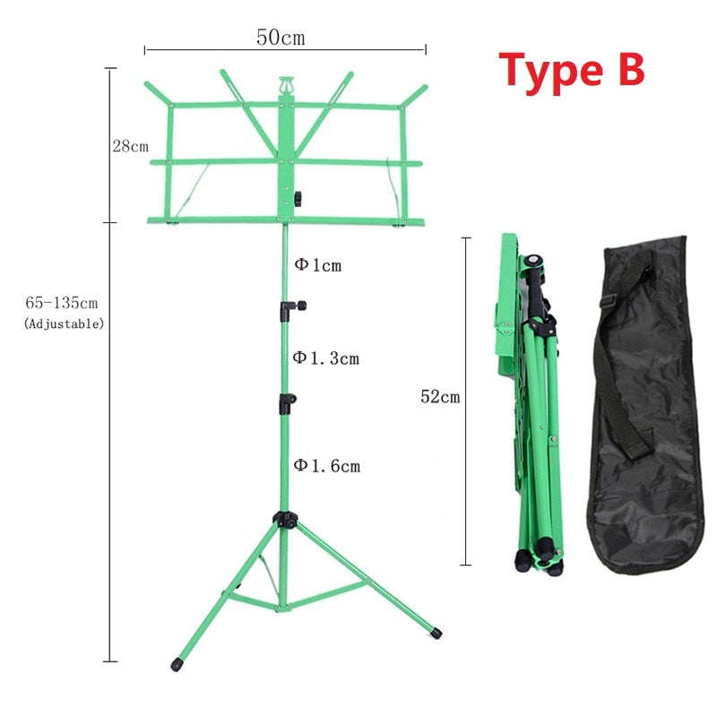 Folding Music Sheet Stand Aluminum Alloy Tripod Music Stands Holder Height Adjustable with Carrying Bag for Musical Instrument