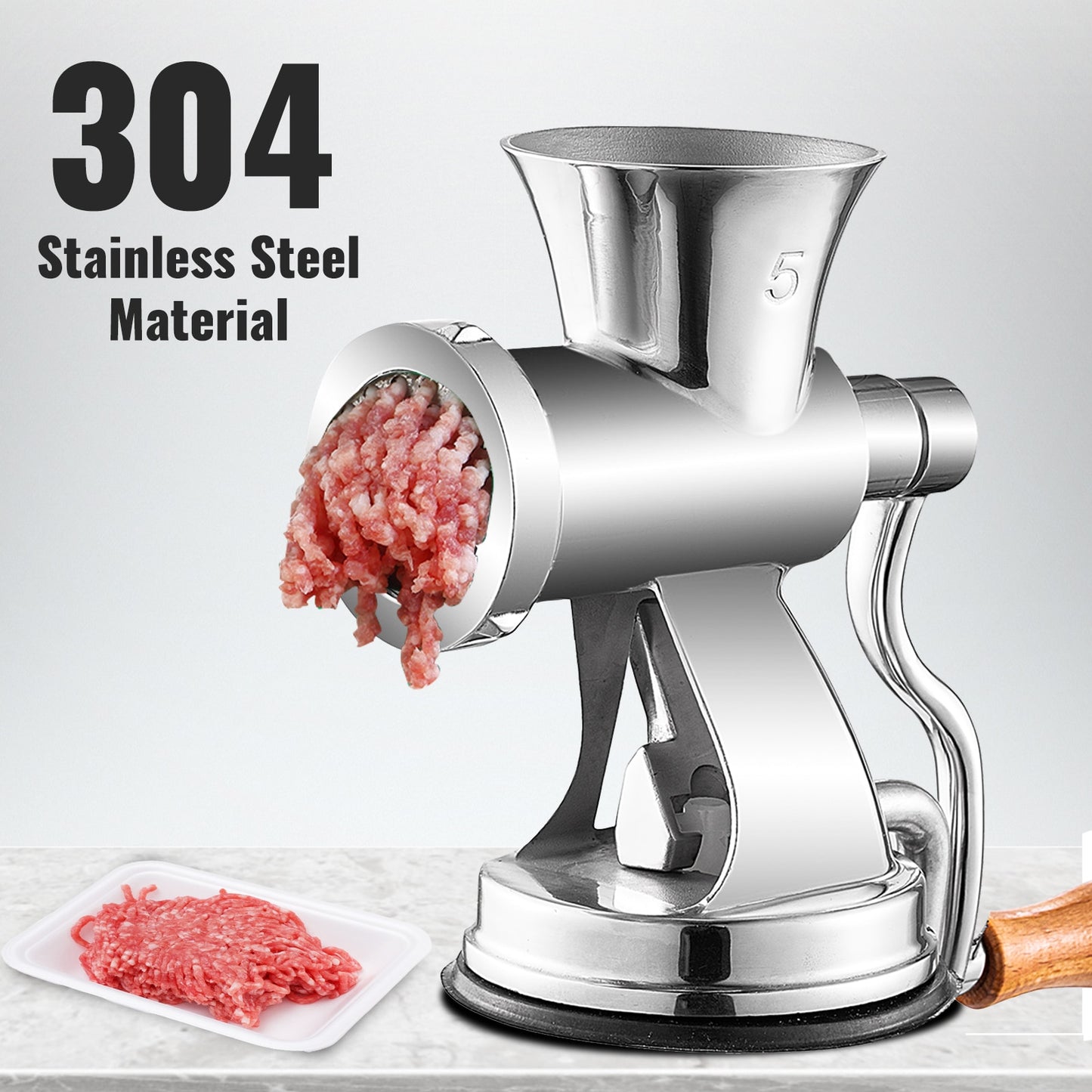 VEVOR Hand Operated Meat Grinder Multifunctional Kitchen Appliance 304 Stainless Steel Home Manual Sausage Stuffer Mincer Maker
