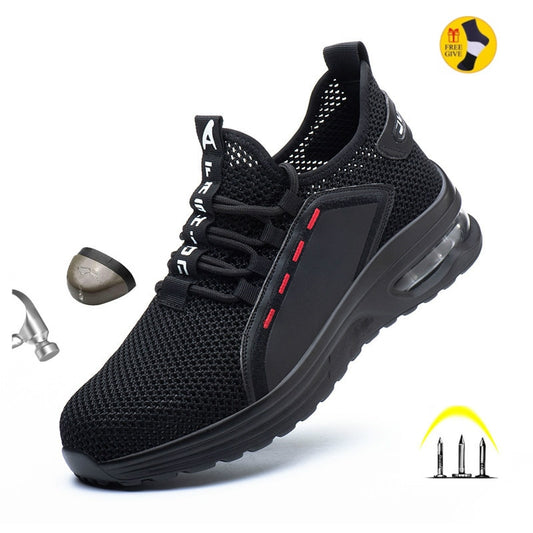 Work Shoes Hollow Breathable Steel Toe Boots Lightweight Safety Work Shoes Anti-slippery For Men Women Male Work Sneaker