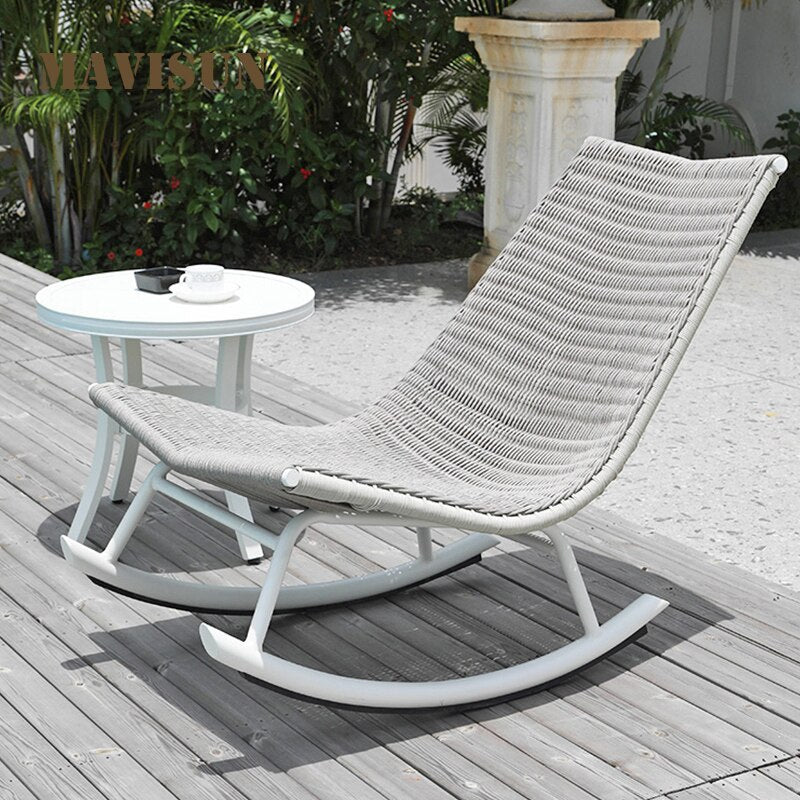 Home Balcony Rocking Chair Bedroom Leisure Seat Rattan Chair Living Room Lazy Chaise Sofa Rest Recliner Outdoor Furniture