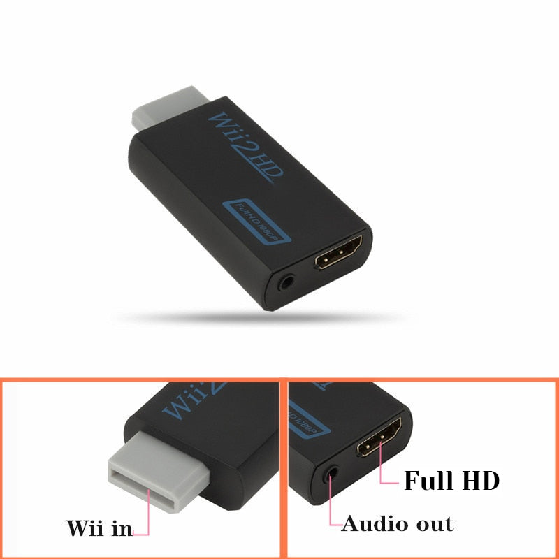 Full HD 1080P Wii To HDMI-compatible Adapter Converter 3.5mm Audio For PC HDTV Monitor Wii2 To HDMI-compatible Converter Adapter