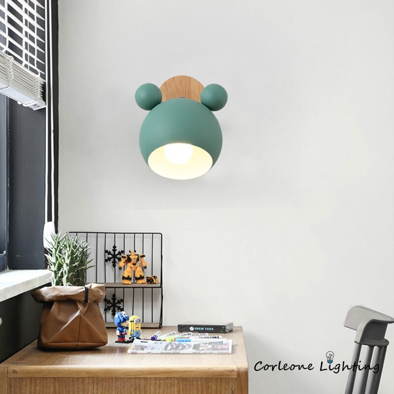 Modern Wall Lamp Colorful Iron Mickey Wall Lamps For Living Room Bedroom Baby Room Decor Nordic Home Bedside Wall Light Fixtures