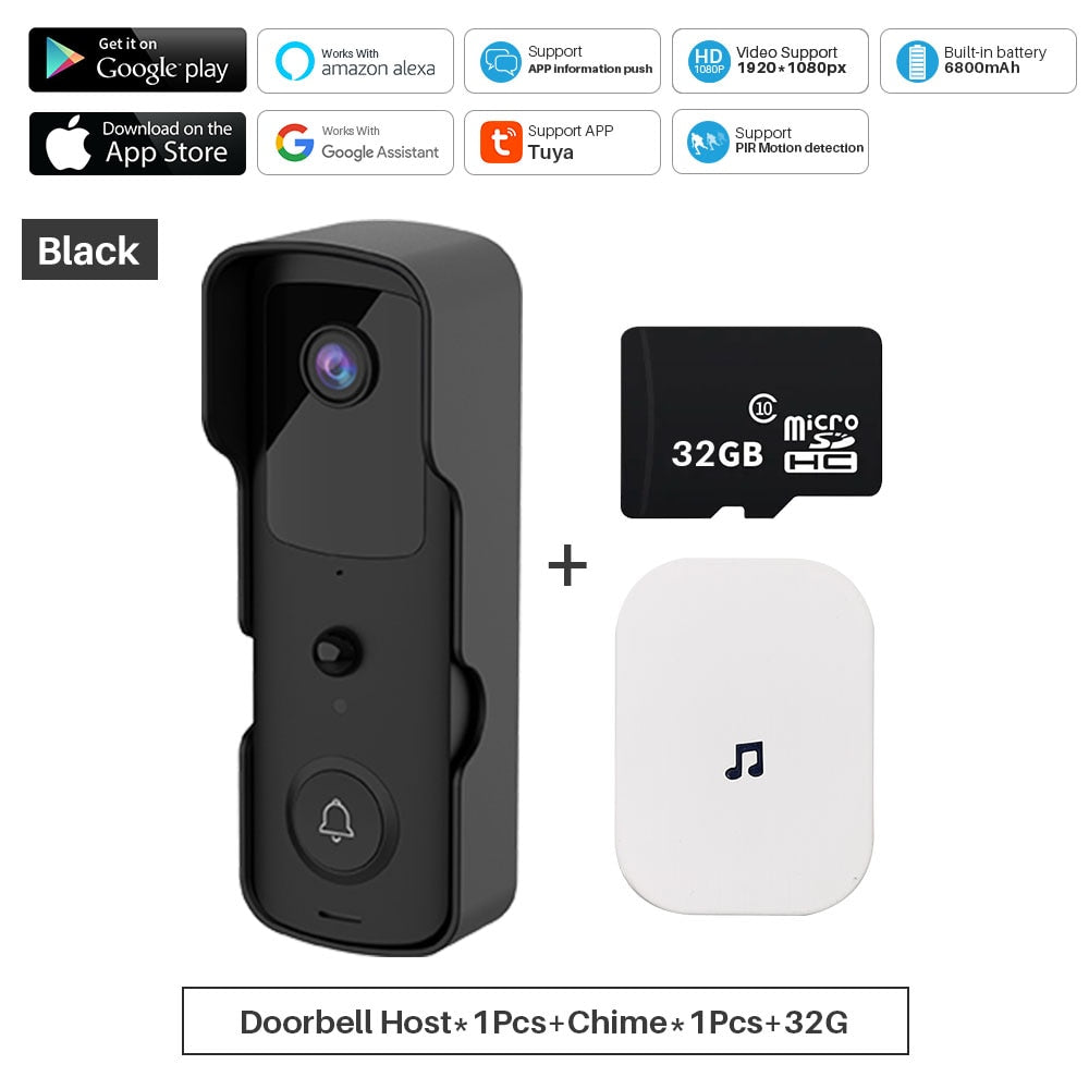 Tuya Smart Video Doorbell WiFi 1080P Video Intercom Door Bell IP Camera Two-Way Audio Works With Alexa Echo Show Google Home