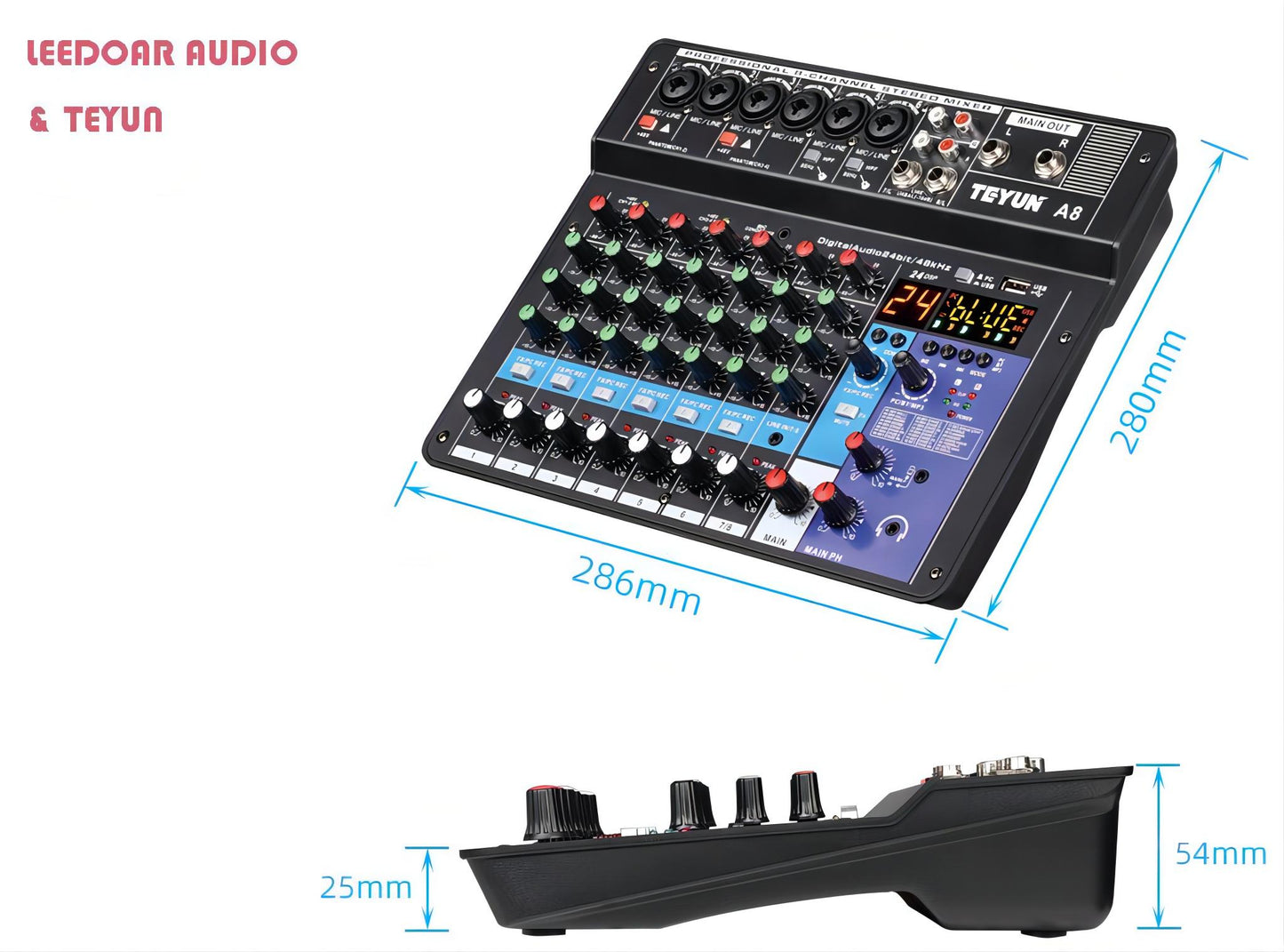 TEYUN 8 6 4 Channel Professional Portable Mixer Sound Mixing Console Computer Input 48v Power Number Live Broadcast A4 A6 A8 New