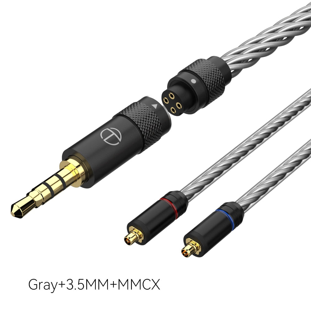 TRN T2 Pro 16 Core Earphones Silver Plated HIFI Upgrade Cable Gray\Black MT4 For TRN Kirin VX pro TA1 Max EMX ST5 For Xiaomi