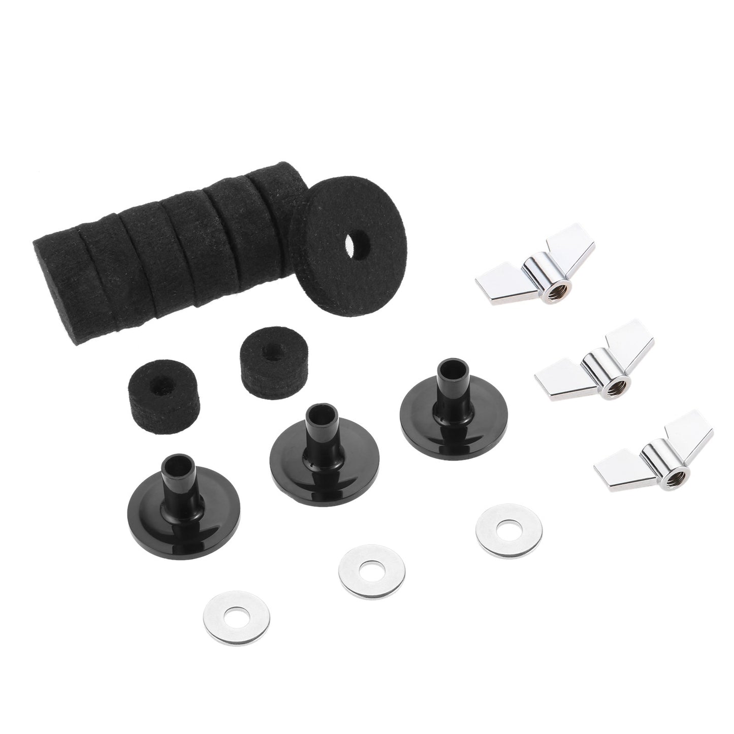 Cymbal Felts Hi-Hat Clutch Felt Hi Hat Cup Felt Cymbal Stand Sleeves with Base Wing Nuts and Cymbal Washer for Drum Set of 18Pcs