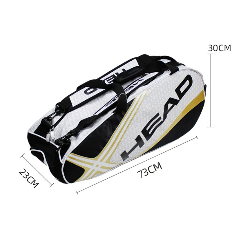 HEAD Tennis Rackets Bag Large Capacity 6-9 Pieces Tennis Backpack Badminton Gymbag Squash Racquet Bag With Separated Shoes Bag
